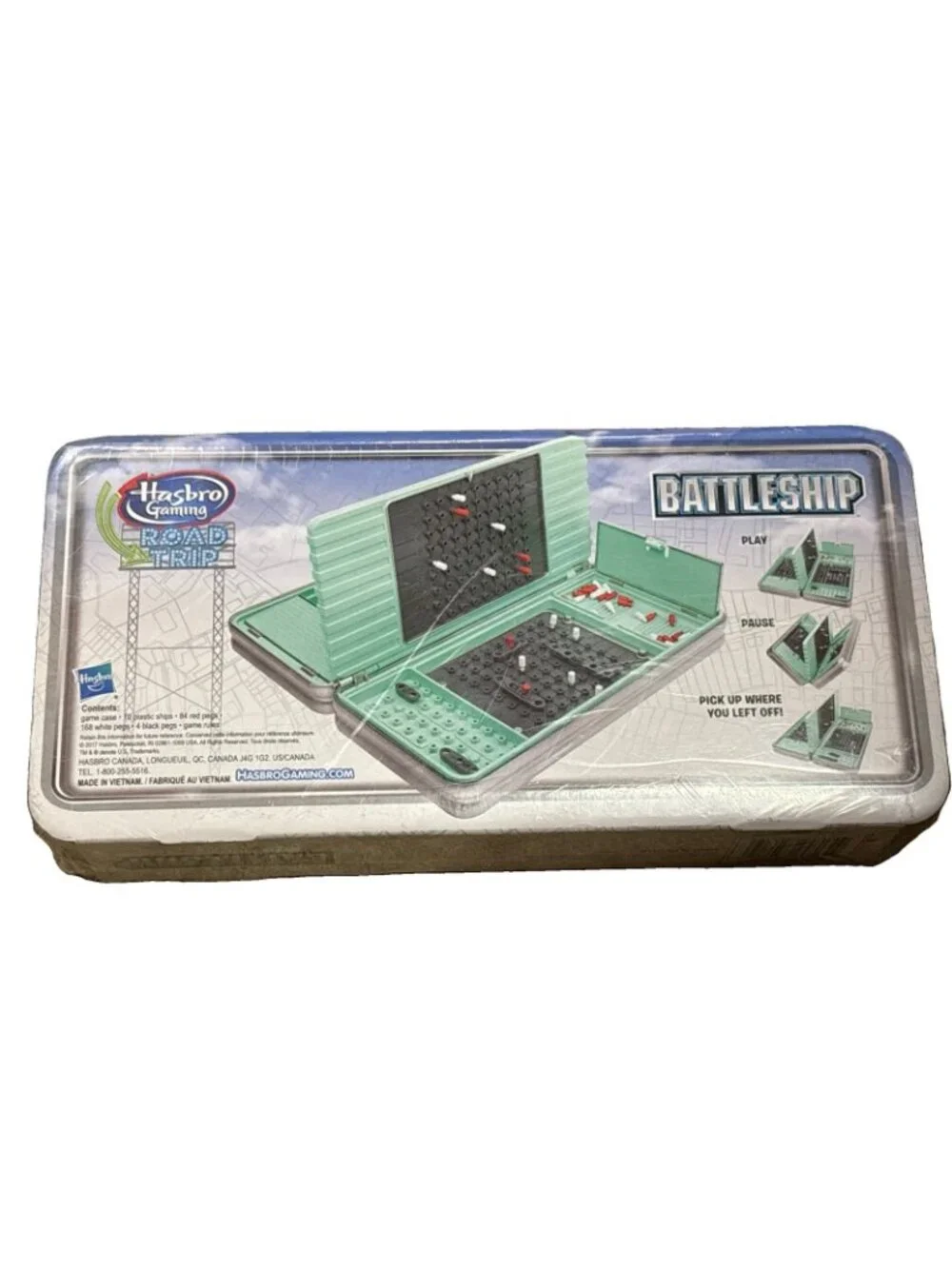 Hasbro Gaming Road Trip Series BATTLESHIP Portable Tin Case Travel Game Sealed